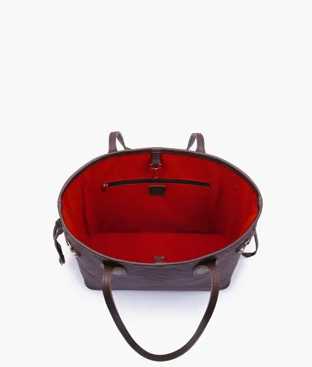 The Lyana Checkered Tote Dark Brown